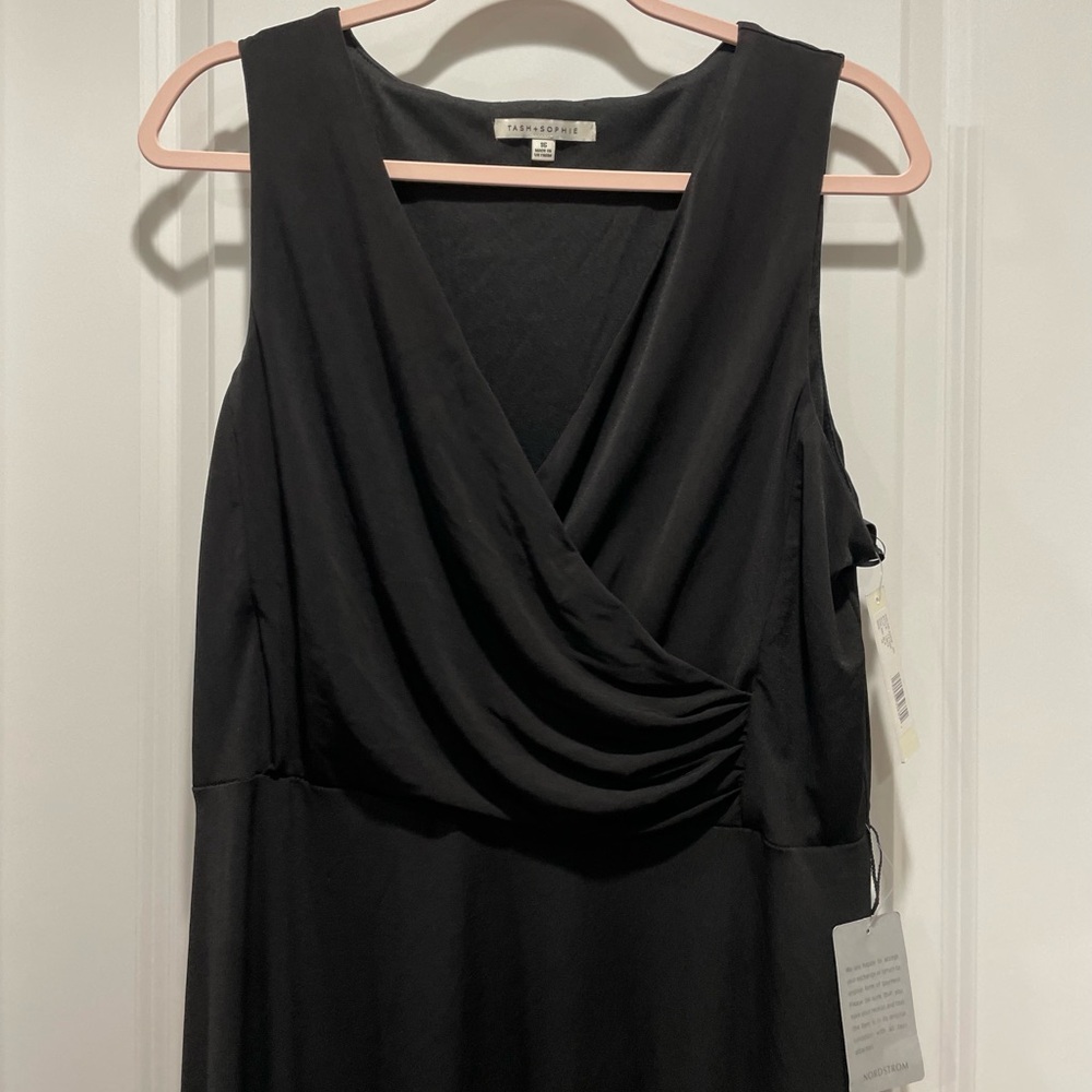New Tash and Sophie Classic Black Midi Dress with V-Neck Size 16 - Picture 6 of 6